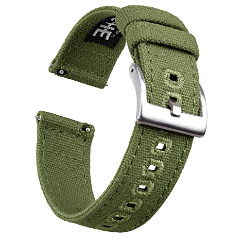 Ritche 18mm Canvas Wristbands Quick Release Watch Band Army Green Replacement Watch Straps for Men Women