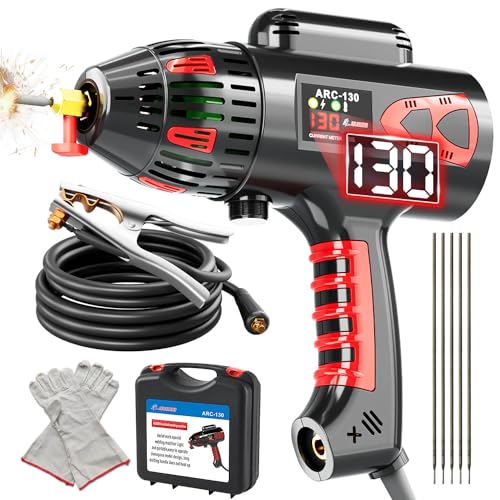 GZ GUOZHI Welding Machine Handheld, 110V 130Amp Portable ARC Welder Hand Held Welder Machine, Digital Display IGBT Inverter with Welding Tool Set and Toolbox