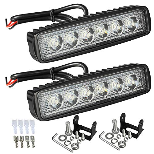 Partsam 6' LED Light Bar White 36W 6500K Super Bright Spot Work Pods Single Row Off Road Driving Fog Boat Light Waterproof SUV ATV 4WD Car Truck Golf Cart 12V 24V IP67 (2pcs)