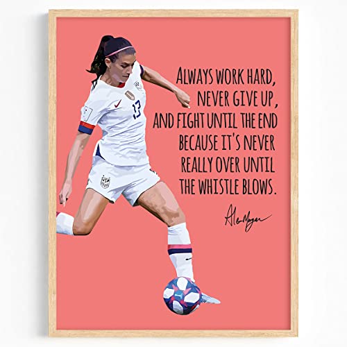 Zekoni Soccer Inspirational Quote - Alex Morgan Poster, Power US Soccer National Women Poster Wall Art Print Soccer Gifts for Teen Girls, Daughter, Wife, Sport Football Lovers, Home Decor 12×16 inch