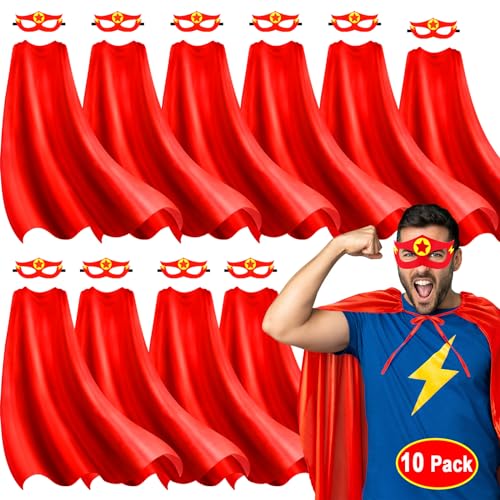 iROLEWIN Superhero-Capes for Adults and Masks for Women Men Bulk Group Costumes Team Building Magician Dress-up Party Favors