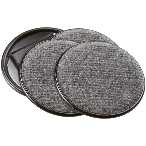 SoftTouch 4291195N Furniture Caster Cups Round with Carpeted Bottom for Hard Floor Surfaces (4 Piece), 4 Inch, Gray