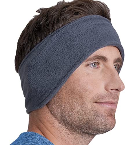 Ear Warmer Headband - Winter Fleece Ear Cover for Men & Women - Warm & Cozy Cold Weather Ear Muffs for Running, Cycling, Sports & Daily Wear - Soft & Stretchy Earmuffs - Ear Band (Charcoal Gray)