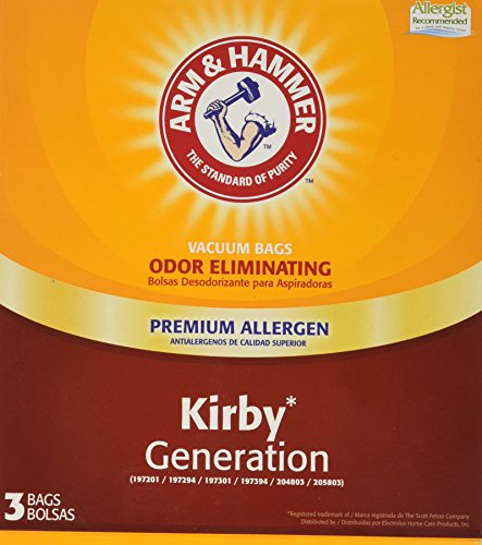 Arm & Hammer Kirby Vacuum Bags, Replacement for Kirby Generation Series, Neutralize Odors and Filter pet dander, pollen, and dust mites, pack of 3 bags