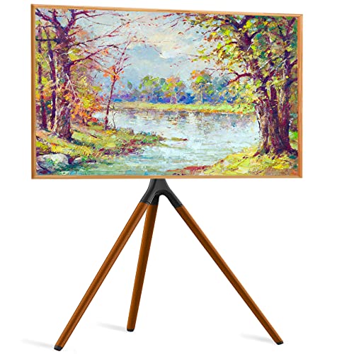 UPGRAVITY Easel TV Stand with Tripod Base for 45-65 inch LED LCD OLED Flat Screens, Height Adjustable TV Floor Stand w/ Cable Ties, 180°Swivel Portable TV Mount Stand for Bedroom, Living Room, Studio