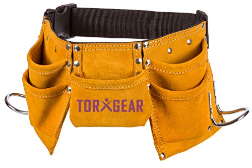 Childs Leather Tool Belt - Suede Leather Working Tool Pouch for Youth Dress Up and Costume. Waist Size 21'-30'