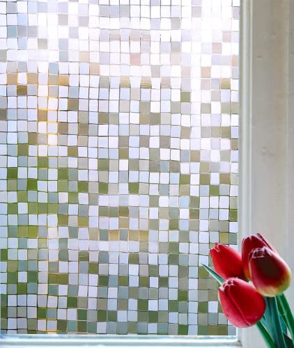 Niviy 3D No Glue Static Cling Privacy Window Film Door Sticker Glass Film Decorative Glass Mosaic Film 17.7'' x 78.7''