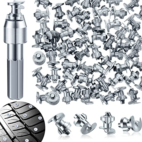 50 Pieces Tire Spikes Tire Studs Carbide Spikes for Truck Tires Snow Studs for Tires Snowmobile Stud with Installation Tool for Racing Car Bicycle Bike Scooters Shoes Boots 7 x 9.9 mm