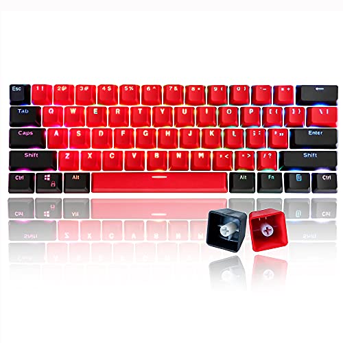 GTSP 61 Red Keycaps 60 Percent Keycap Set PBT OEM Ducky Keycap with Key Puller Fit for Cherry MX switches GK61 Mechanical Gaming Keyboard (Milan A