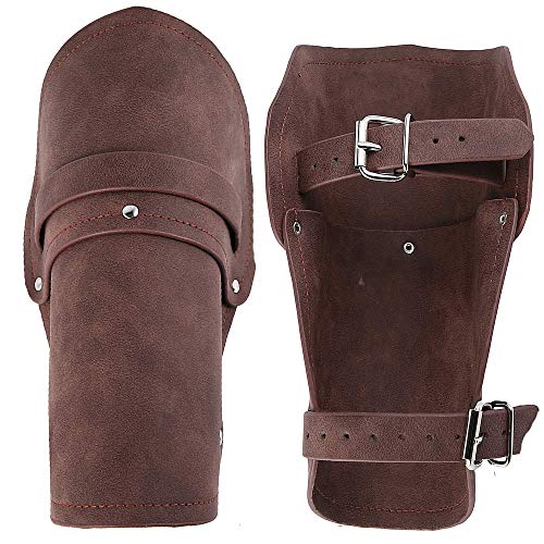 AZORA Leather Arm Guards Archery Gauntlet Wristband Medieval Leather bracers Viking Cosplay Wrist Guard for Men Women (LB014-BROWN-2PCS)
