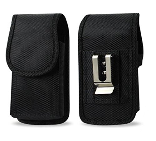AGOZ Carrying Case for Doro 824 SmartEasy Heavy Duty Rugged Camping, Hiking, Outdoors Contractor Vertical Canvas Holster Pouch Cover with Belt Loop, Metal Belt Clip
