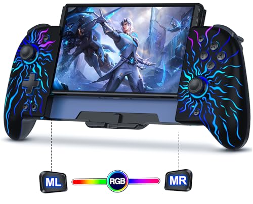 Switch Controllers,Hall Effect Wireless Switch Controller for Nintendo Switch/OLED Controller, Full Size Switch Pro Controller for Handheld Mode,One-Piece Switch Joypad with RGB&1000mAh Battery
