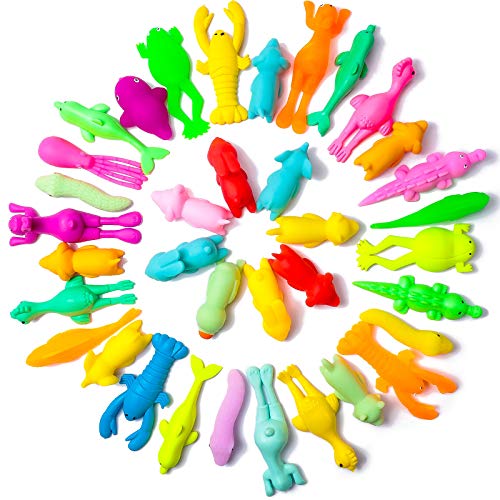 36 Pieces Finger Slingshot Animal Toys Animal Slingshots Stretchable Funny Finger Animal Slingshot Toys Great for Flying Games and Party Favors (Assorted Animals Style)
