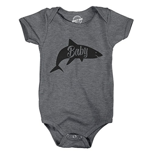 Creeper Baby Shark Cute Baby Funny Shirt for Newborn Shower Graphic Infant Tee Funny Onesie for Shark Week With Adult Humor Dark Grey 6 Months