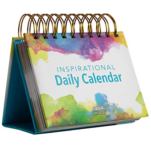 Global Printed Products Motivational & Inspirational Perpetual Daily Flip Calendar Self-Standing Easel (Watercolors)
