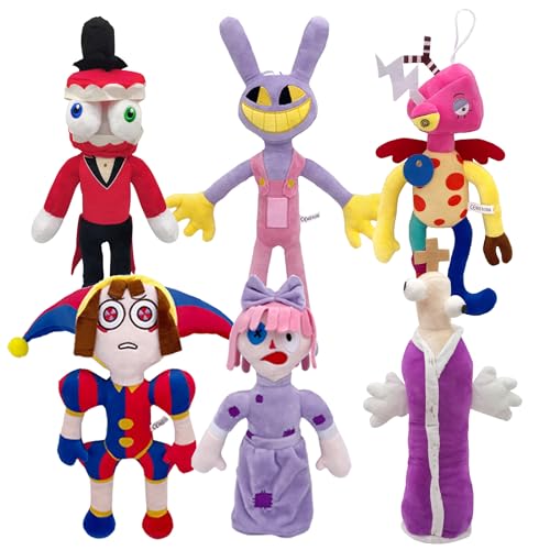 T-Digrital Circus Plush Toy Doll,6pcs Digrital Circus Cartoon Animation Cute Character Soft Doll for Kids