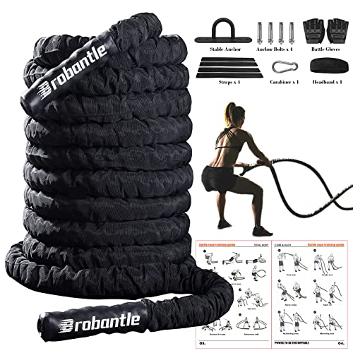 Battle Rope 30FT Battle Rope for Exercise Workout Rope Exercise Rope Battle Ropes for Home Gym Heavy Ropes for Exercise Training Ropes for Working Out Weighted Workout Rope (1.5 Inch 30 FT)
