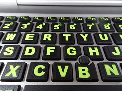 Keyboard Stickers Big Bright Luminescent Symbols. Will Not Wear or Fade. 3 Yr. Warranty. Great for Sight Impaired. (U.S. English Keyboard) Also Includes Pocket/Purse Magnifier, USB LED & Tweesers.