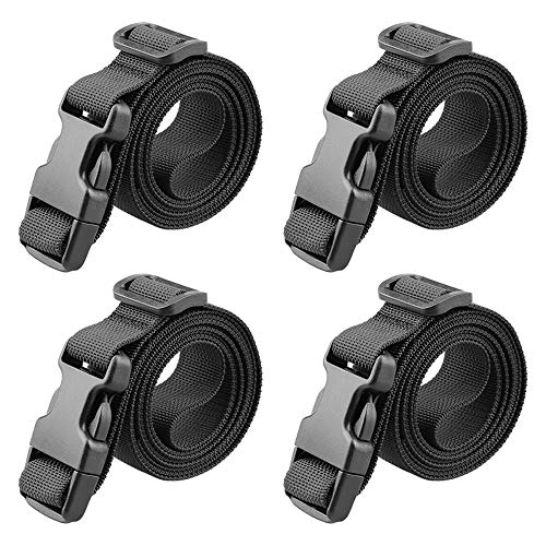 MAGARROW 10' 13' 16 feet Long 1' Strap Buckle Packing Straps Adjustable 1-Inch Belt (1' Wide - 16ft Long, Black (4-Pack))