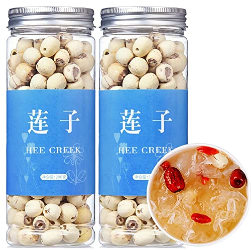 Hee Creek Premium Dried Lotus Seeds 14.1oz/400g White Lotus Seed without Cores, Natural Nutritious Herbal Tea, Cooking Porridge and Soup Raw Materials 莲子 通芯白莲子 煮粥