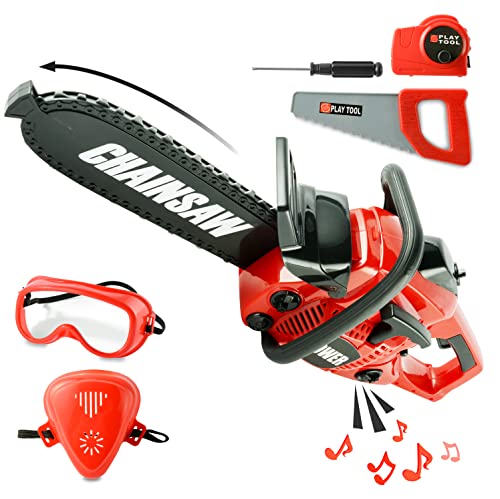 Toy Choi's Chainsaw Toy for Kids - Pretend Play Chainsaw Tool Set for Outdoor Gardening Play - Gift for Boys & Girls Age 3-5+