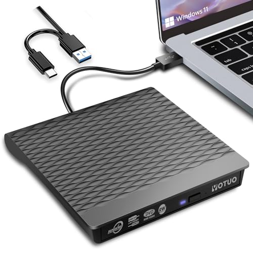 YOTUO External DVD Drive for USB 3.0 Type C, Portable DVD Write CD Burner RW ROM Optical Drive Player Reader Disk Disc with Laptop Desktop PC Windows 11/10/8/7, Mac Pro/Air Macbook, Linux