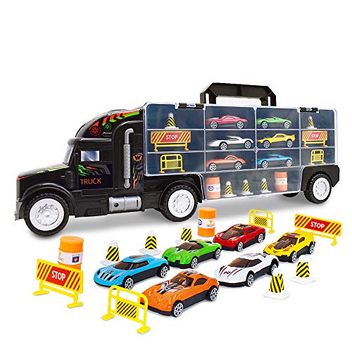 WolVolk Transport Car Carrier Truck Toy for Boys and Girls (Includes 6 Cars and 28 Slots)
