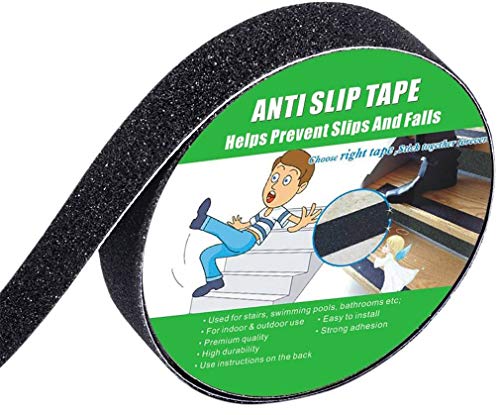 Yorwe Anti Slip Tape, High Traction,Strong Grip Abrasive, Not Easy Leaving Adhesive Residue, Indoor & Outdoor (1' Width x 190' Long, Black)