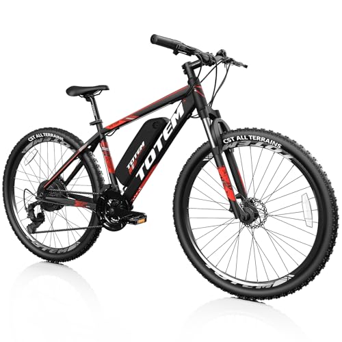 Totem Electric Bike for Adults 26”, Mountain Ebike 350W Motor, 20MPH Victor 2.0 Ebike with 36V 10.4Ah Removable Battery, E-MTB with 21 Speed Gears, Upgraded Adjustable stem, UL2849 Certified-Black