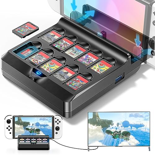 Switch TV Docking Station with 10 Game Slots for Nintendo Switch & Switch OLED, Switch Base Station Dock with 4K HDMI Switch TV Adapter, Portable Switch Dock Replacement with 2 USB 3.0 Port