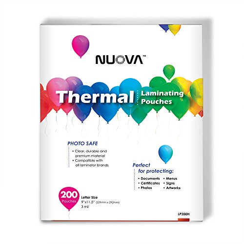 Nuova Premium Thermal Laminating Pouches, 9' x 11.5'/Letter Size/3 mil, 200 Pack (LP200H)