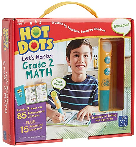 Educational Insights Hot Dots Let’s Master 2nd Grade Math Set, Homeschool & School Readiness Learning Workbooks, 2 Books & Interactive Pen, 100 Math Lessons, Ages 7+