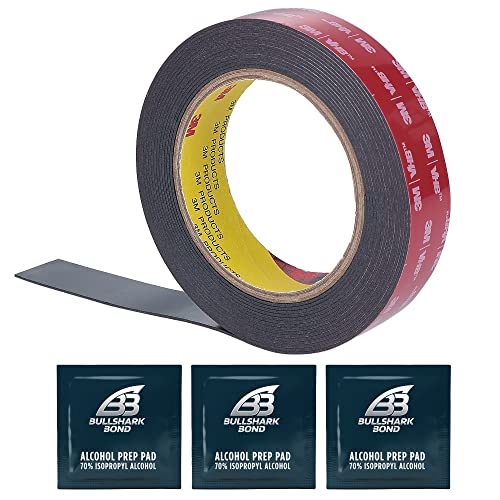 Bullshark Bond Black 3M Heavy Duty 1 Inch Double Sided Tape Mounting Waterproof Foam Tape VHB 5952, 15 Feet Length, Multipurpose for Car, LED Strip Lights, Office, Home & Office Décor