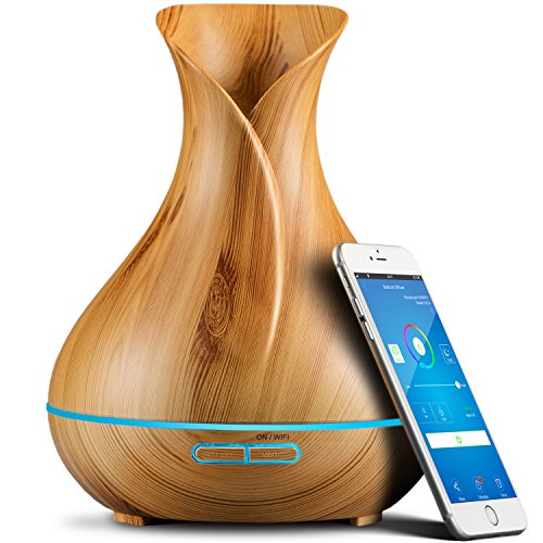 Smart WiFi Wireless Essential Oil Aromatherapy Diffuser - Works with Alexa & Google Home – Phone App & Voice Control - 400ml Ultrasonic Diffuser & Humidifier - Create Schedules - LED & Timer Settings