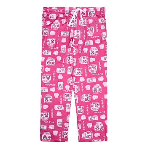 Bioworld My Melody Strawberry Milk Cartons and Juice Boxes Women's Sleep Pajama Pants-Medium