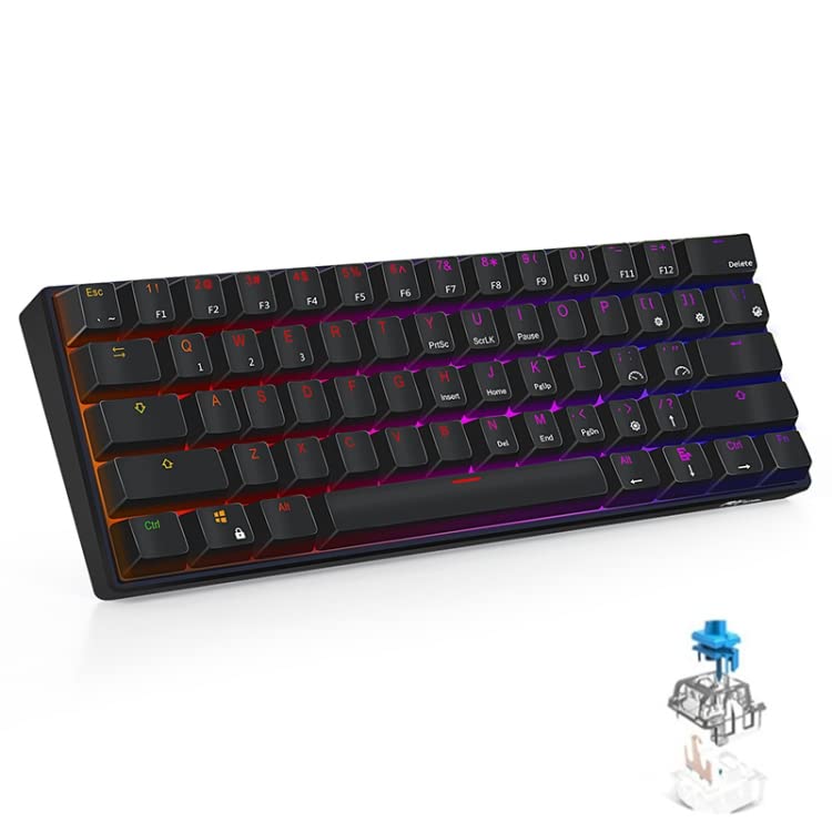 Components Accessories RK61 61 Keys Bluetooth / 2.4G Wireless/USB Wired Three Modes Blue Switch Tablet Mobile Gaming Mechanical Keyboard with RGB Backlight, Cable Length: 1.5m