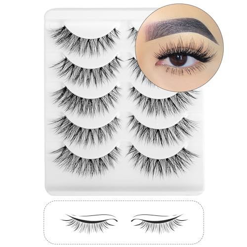 Lashes False Eyelashes Wispy Natural Look Lashes 5 Pairs Soft Faux Mink Lashes 3D 6D Volume Fluffy Frihappy Fake Eyelashes Packs Frihappy DW6-Sexy