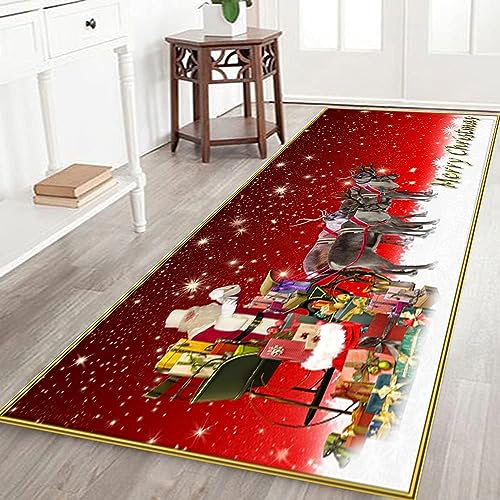 majoseso Christmas Rugs Christmas Runner Rug Non Slip Christmas Doormat Washable Christmas Decorative Doormat for Living Room Bedroom Bath Laundry Hallway Doormat Holiday Decor (23 x 70 Inch)