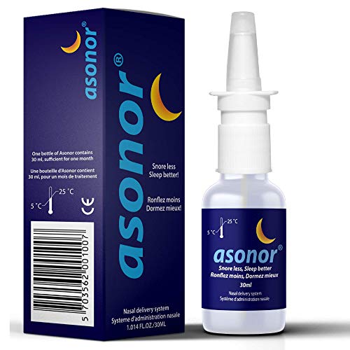 Asonor Snoring Nasal Spray - Fast Snore Stopper Drops for Better Sleep, Natural Breathing Relief - Helps Open The Throat & Air Passage While Sleeping - No Pain, Natural Anti Snoring Solution - 30ml