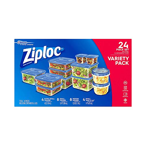 Ziploc Food Storage Meal Prep Containers Reusable for Kitchen Organization, Dishwasher Safe, Variety Pack, 12 Count