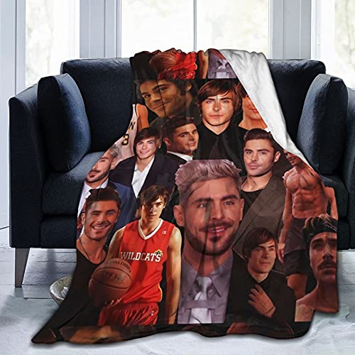 Zac Efron Collage Soft and Comfortable Warm Fleece Blanket for Sofa, Bed, Office Knee pad,Bed car Camp Beach Blanket Throw Blankets