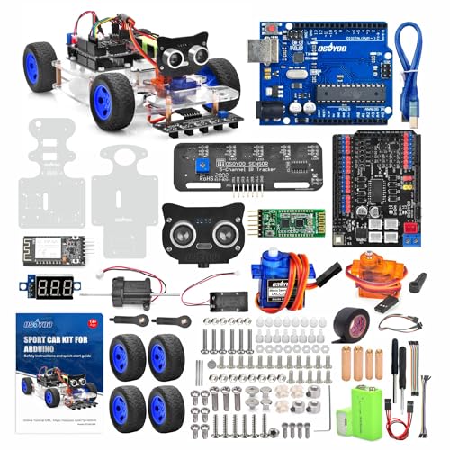 OSOYOO Robot Rc Smart Car DIY Kit to Build for Adults Teens with Servo Power Steering Motor, WiFi, Bluetooth, Code Programmable Compatible with Arduino