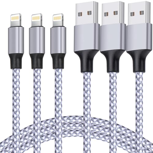 TAKAGI [MFi Certified] iPhone Charger, Lightning Cable 3PACK 6FT Nylon Braided USB Charging Cable High Speed Transfer Cord Compatible with iPhone 14/13/12/11 Pro Max/XS MAX/XR/XS/X/8/iPad