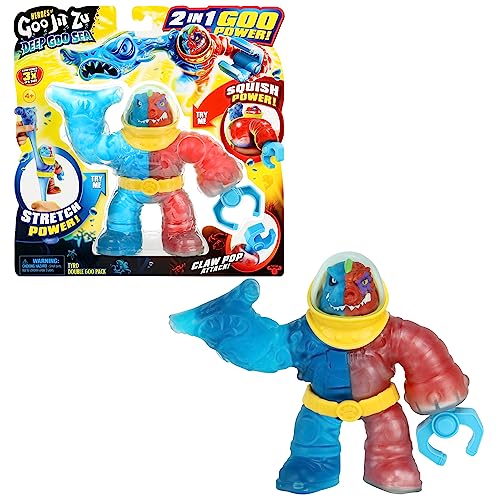 HEROES OF GOO JIT ZU Deep Goo Sea Tyro Double Goo Pack. Stretchy, Squishy 6.5' Tyro Figure with 2 in 1 Goo Power and Claw Pop Attack Weapon