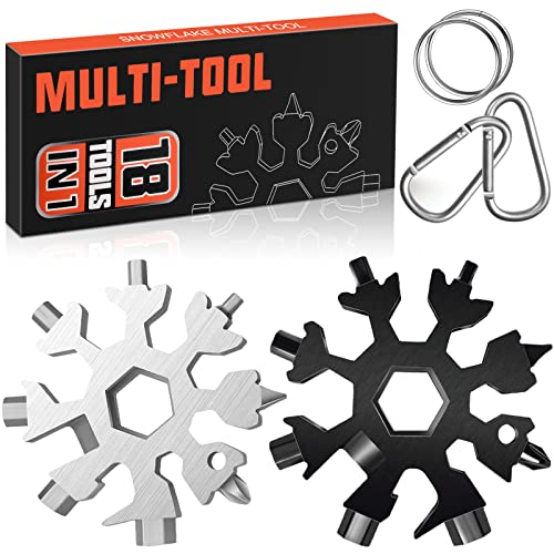 Stocking Stuffers for Men Dad Gifts, Multi Tool 2 Pack 18 in 1 Snowflake Hand Tools Christmas Gifts for Men Adults and Women Outdoors Camping Portable Bottle Opener Flat Screwdriver Kit Wrench