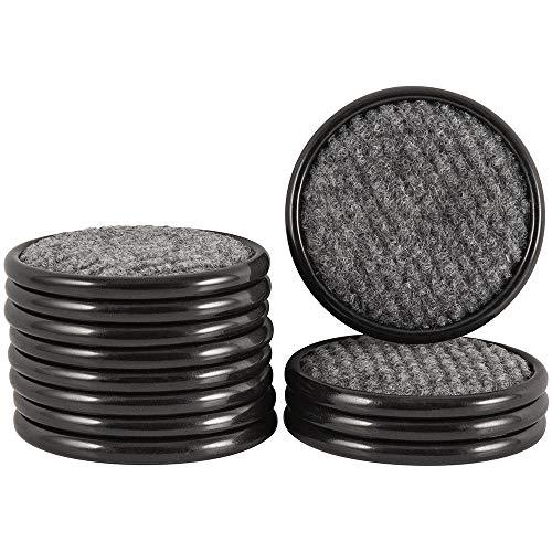 SoftTouch 1 5/8' Square Reusable Carpet Bottom Furniture Caster Cups to Protect Hardwood, Tile or Laminate Floors, Brown/Gray (12 Pack)