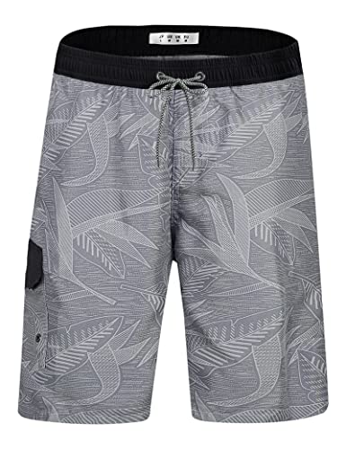 BOJIN Mens Swim Trunks Quick Dry Swim Shorts Mesh Lining Bathing Suits Swimwear Beach Shorts BS017 Grey M
