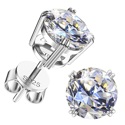 UHIBROS Moissanite Earrings 18k White Gold Sterling Silver Earrings Diamond Earrings D Color VVS1 Clarity Lab Created Hypoallergenic Stud Earrings for Women Men Jewelry Gift for Girls 1ct