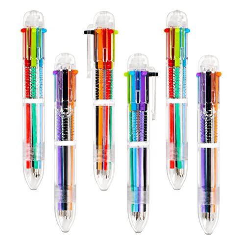 Umikk 20pcs Multicolor Ballpoint Pens 6 Color in One, 0.5mm Retractable Ballpoint Rainbow Pens Color Pens for Office School Supplies, Fun Pens for kids Party Favors, Bulk Gifts for Students