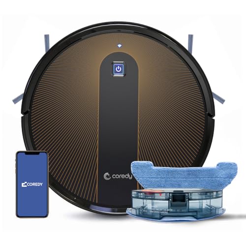 Coredy R750 Robot Vacuum Cleaner, Compatible with Alexa, Mopping System, Boost Intellect, Virtual Boundary Supported, 2200Pa Suction, Super-Thin, Upgraded Robotic Vacuums, Cleans Hard Floor to Carpet